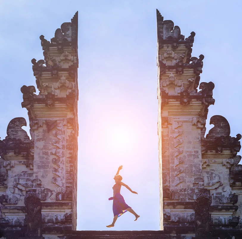 tourist in Bali temple