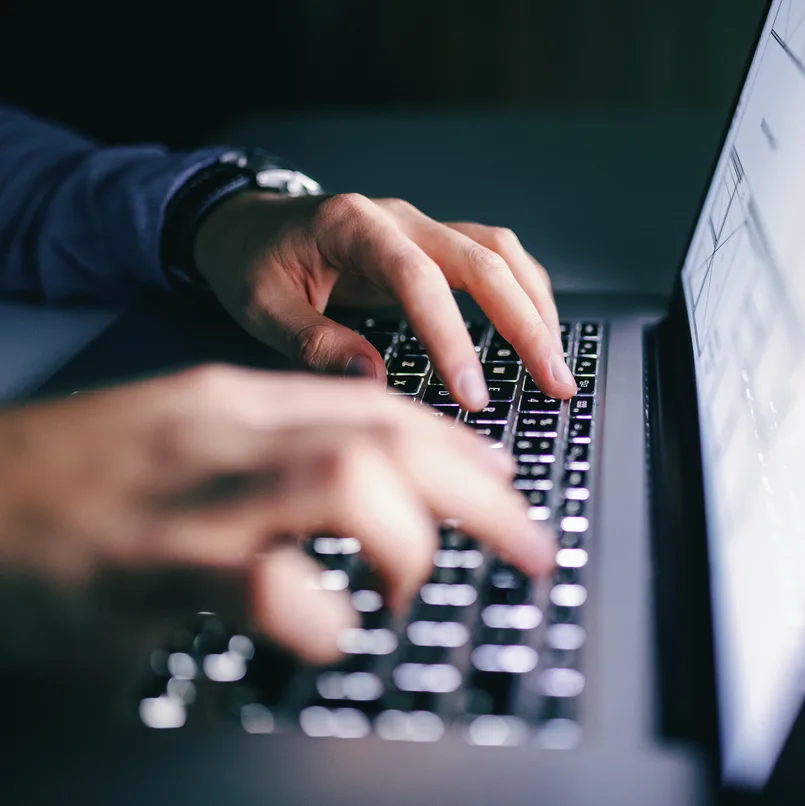 typing in laptop