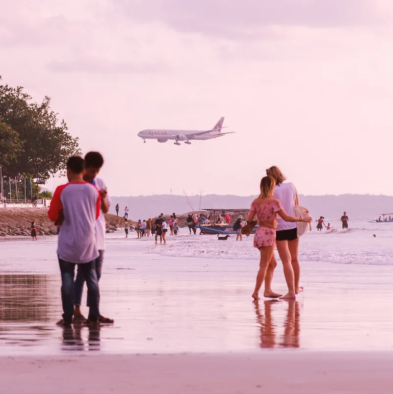 plane landing bali