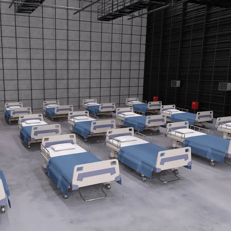 makeshift hospital beds
