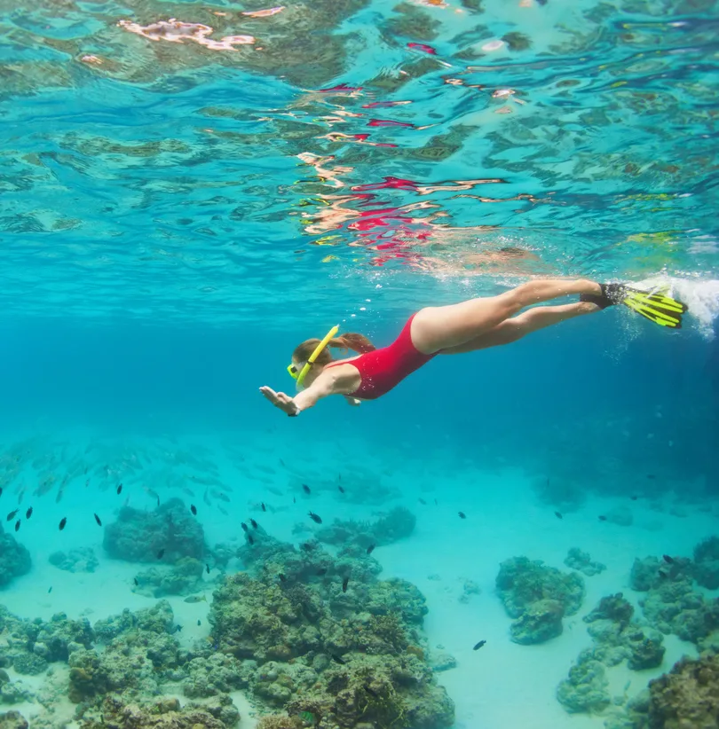 woman diving bali