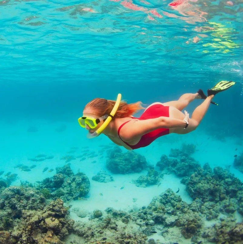 woman snorkeling bali