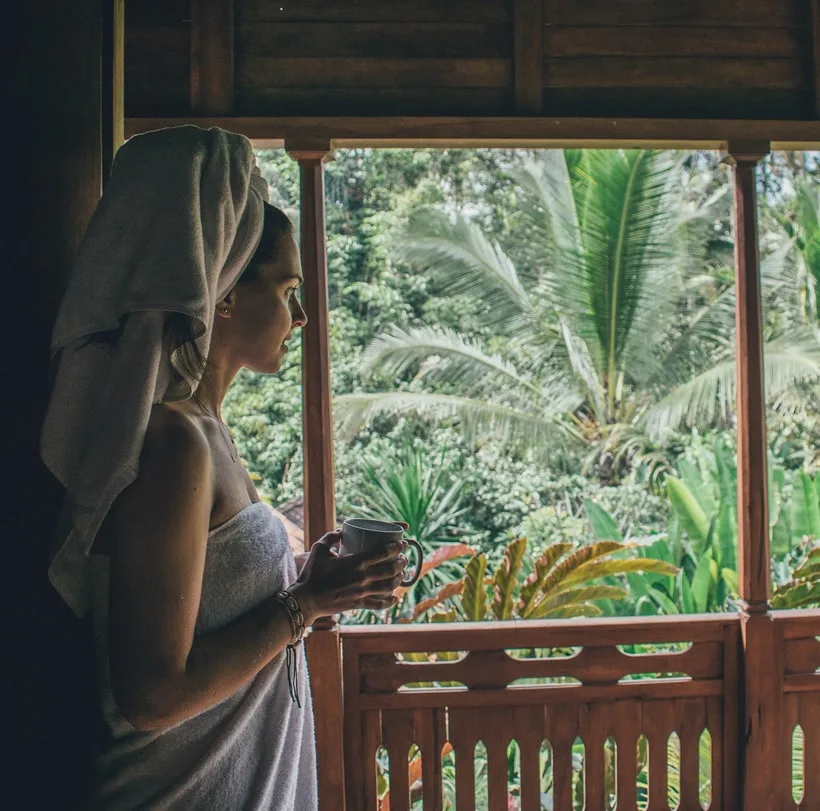 woman tropical forest