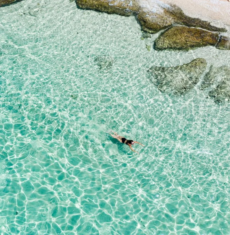 clear beach woman swim