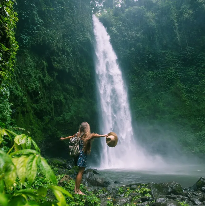 woman bali falls