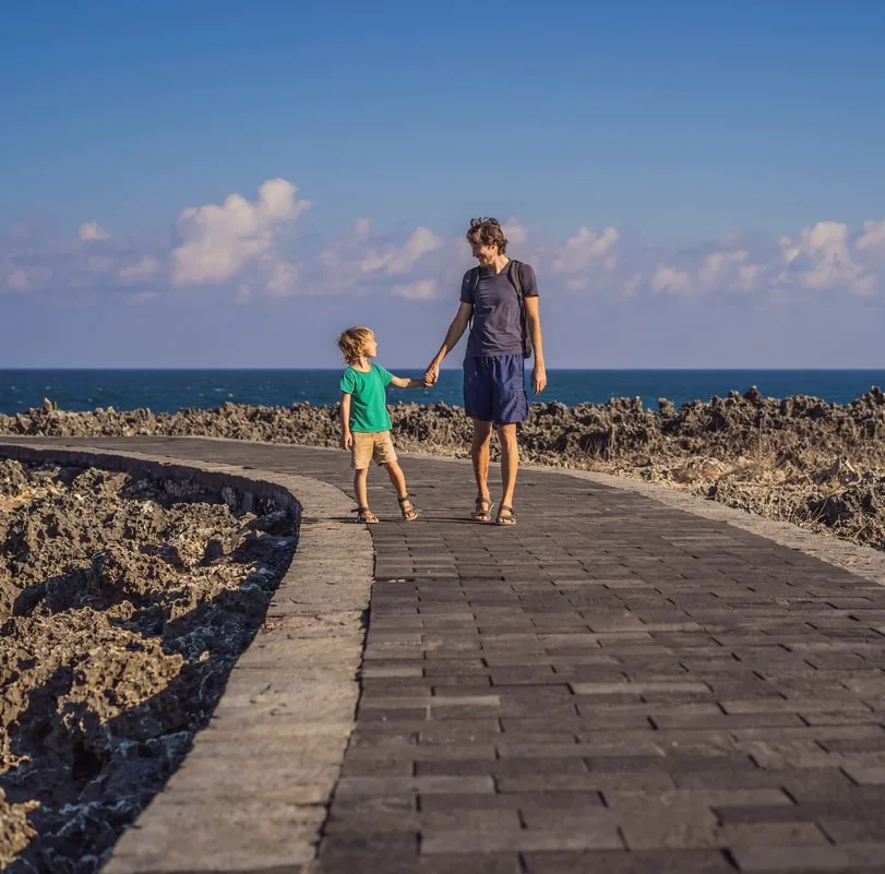 man and son walkway bali