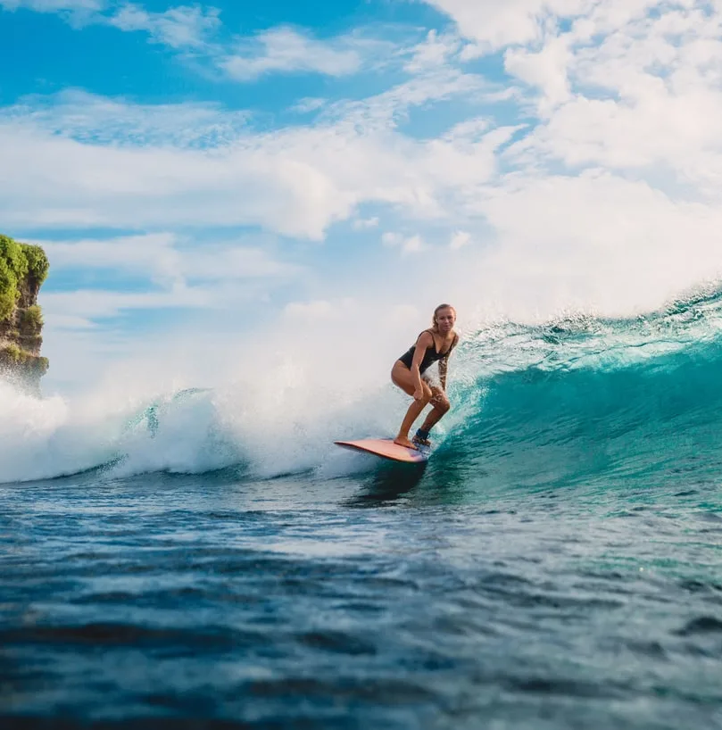 woman surfing