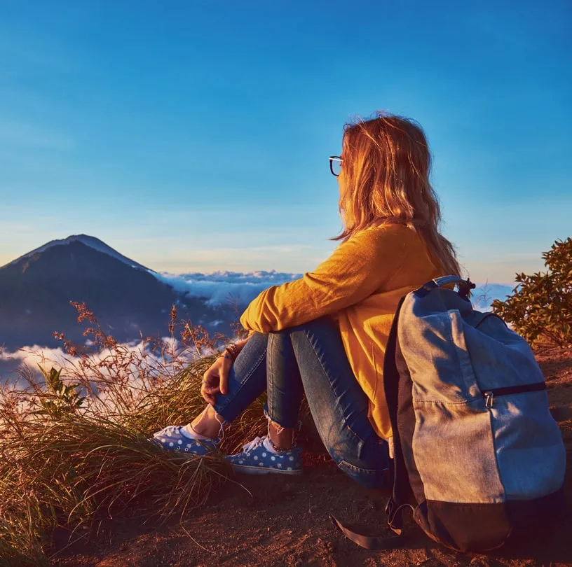 Mount batur tourist woman