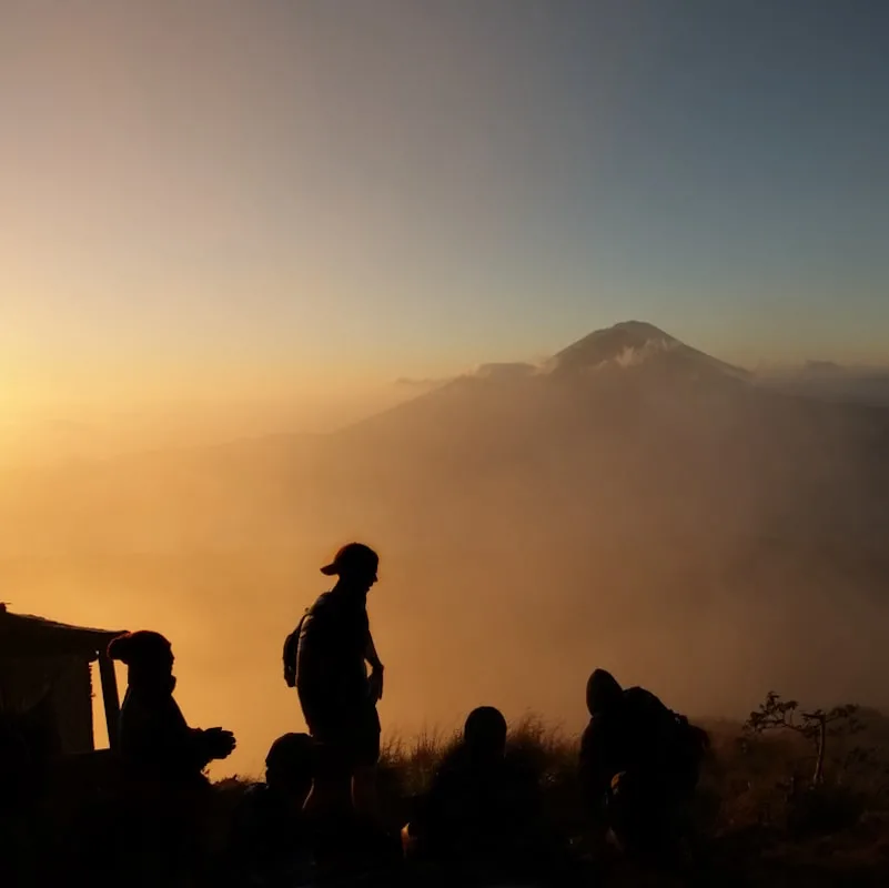 mount batur silhouette sunrise