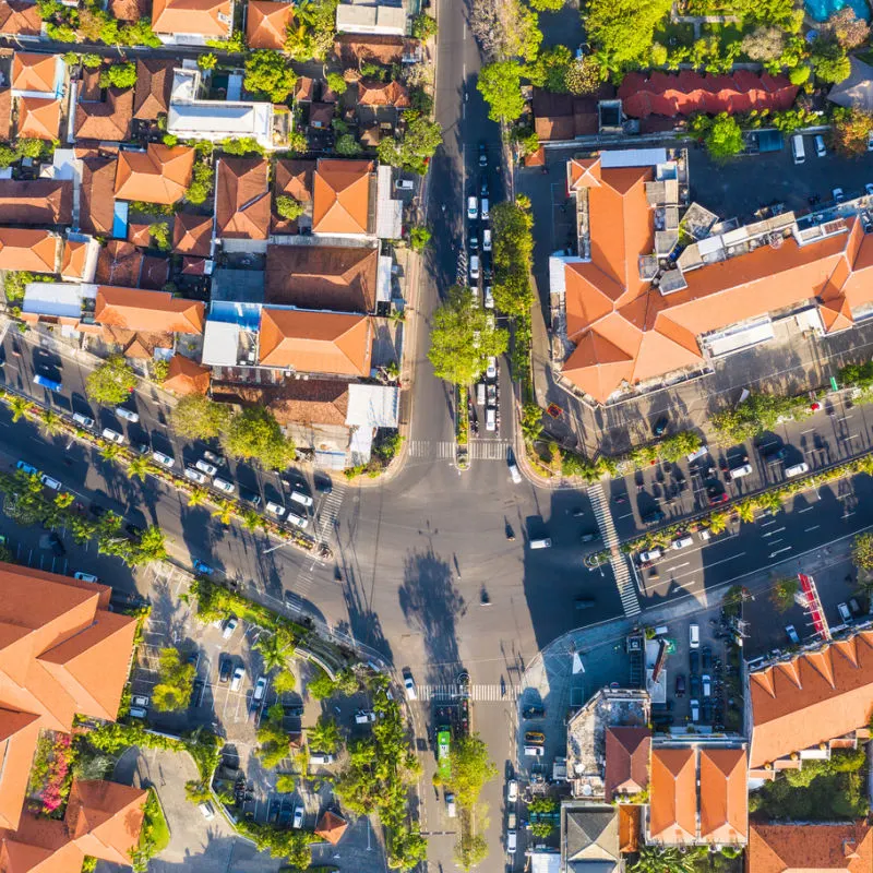 Ariel-Photo-Of-Sanur-Traffic-Intersection-In-Denpasar-Bali