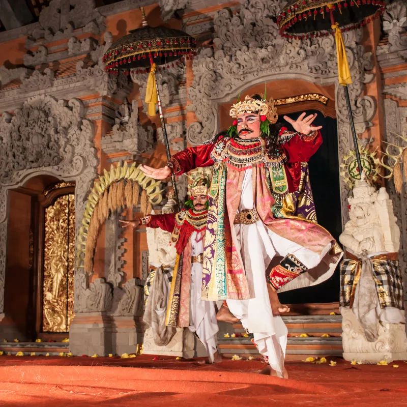 Bali-Men-Perform-Traditonal-Barong-Dance-In-Front-Of-Cultural-Centre