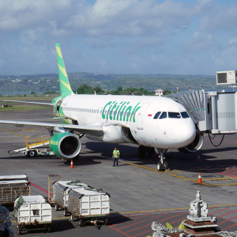 Citilink Airplane On Runway At Bali Airport