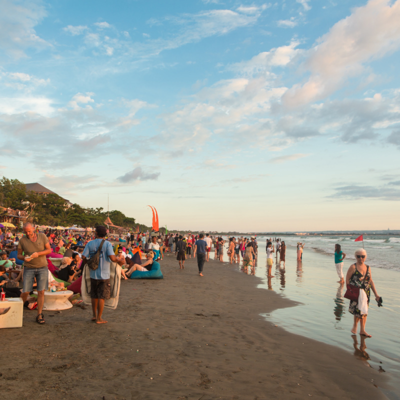 Kuta-Beach-Busy-With-People-At-Sunset