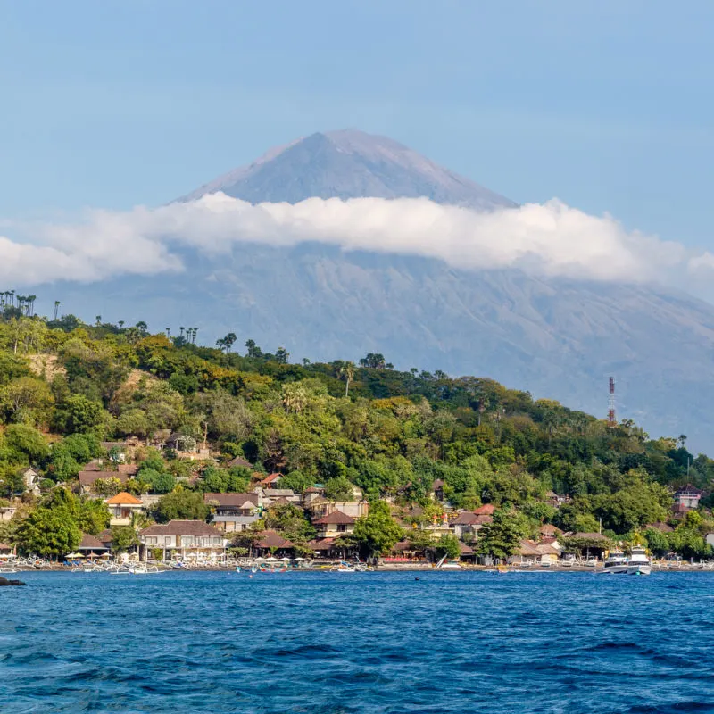 View-Of-Mount-Agung-From-Amed-Beach-In-Bali