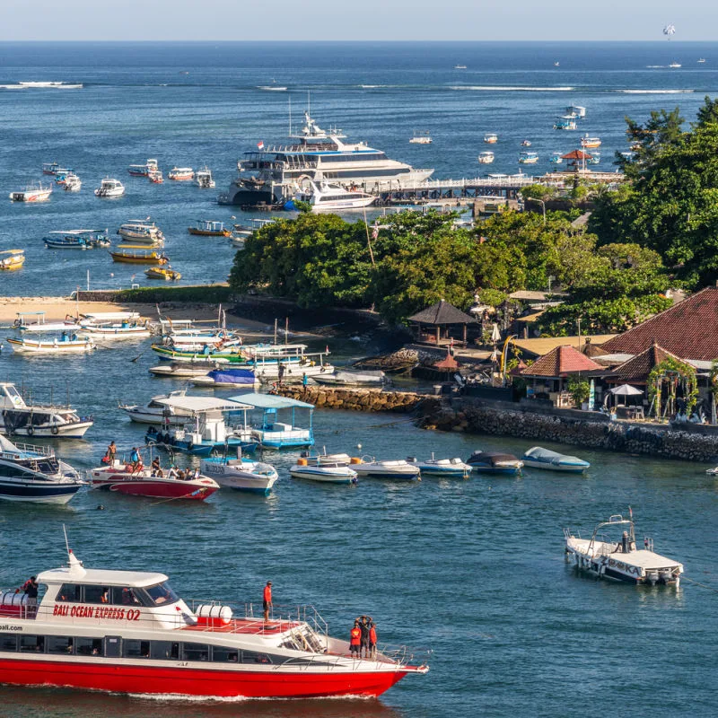 Benoa-Harbour-In-Bali-Busy-With-Boats-And-Ships