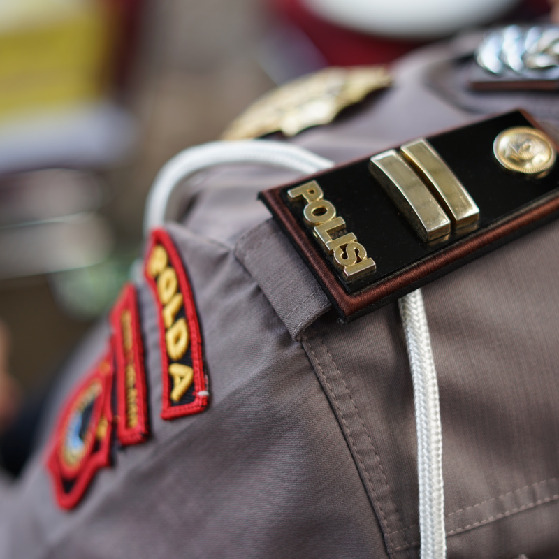 Close-Up-Of-Indonesia-Bali-Police-Uniform