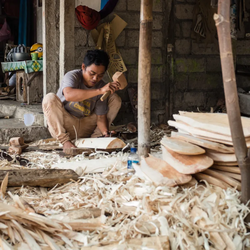Local-Man-In-Bali-Makes-Wood-Craftts-In-Traditional-Balinese-Style