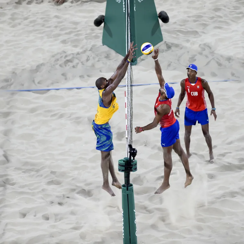 Teams-Play-Beach-Volleyball-Sport-At-Olympic-Games