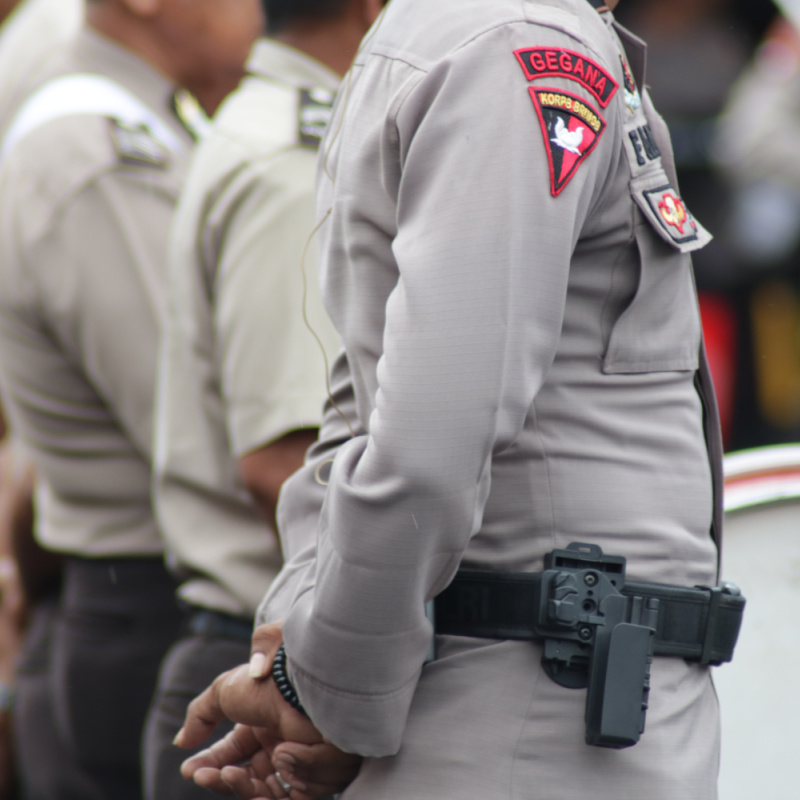 Indonesian-Police-Officer-Stands-In-A-Line-In-Uniform