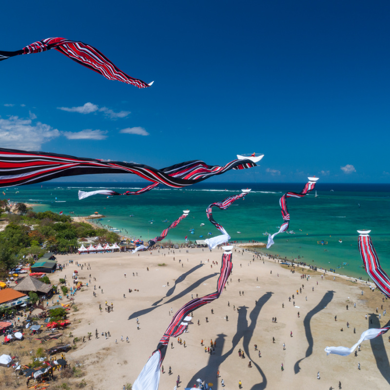 Kites-Fly-Over-Mertasari-Beach-In-Sanur-Bali
