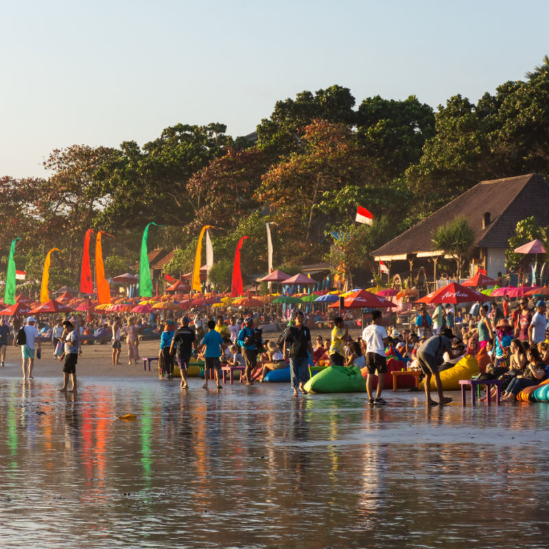Tourists-On-Busy-Bali-Beach-In-Seminyak