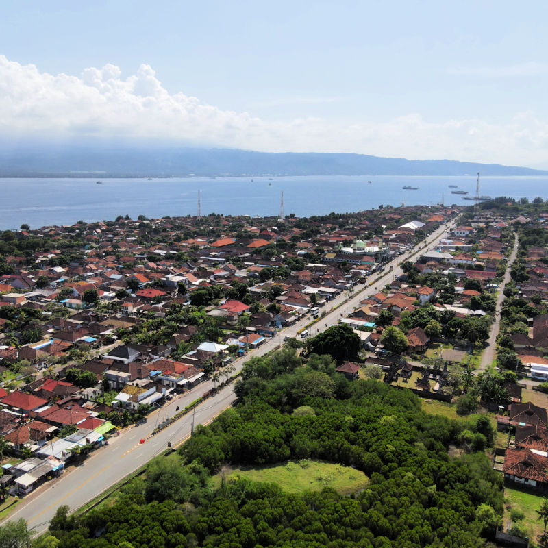 Ariel View Of Gilimanuk Area In Bali Where Toll Road Will Be Developed