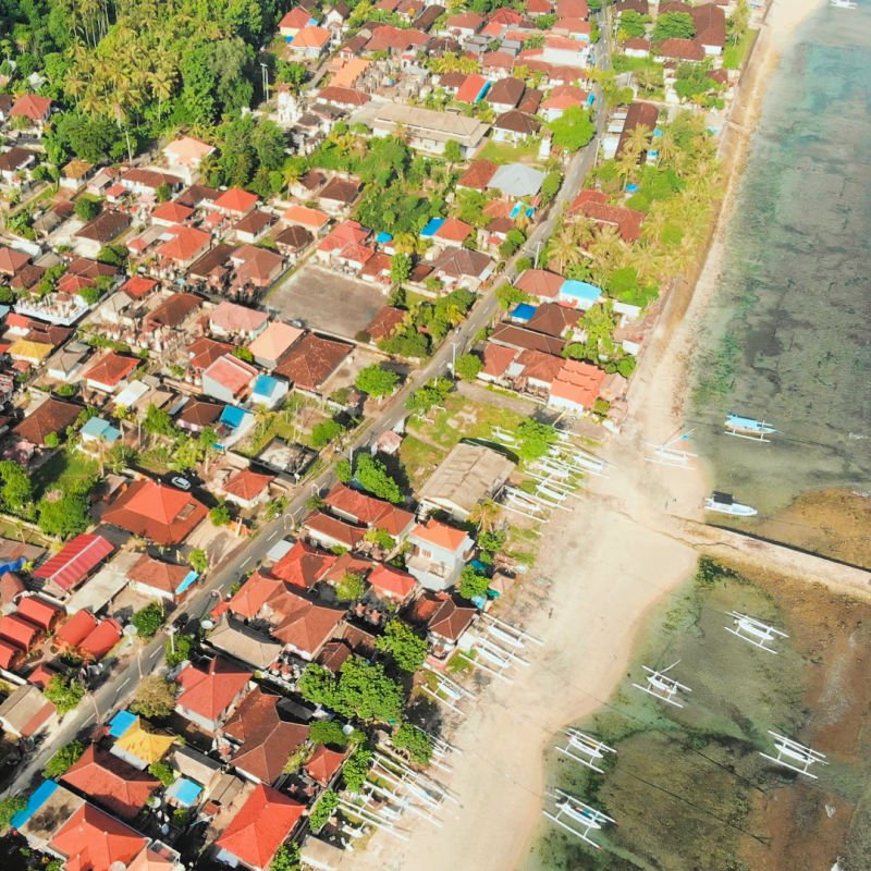 Ariel View Of Nusa Penida Coastal Village In Bali