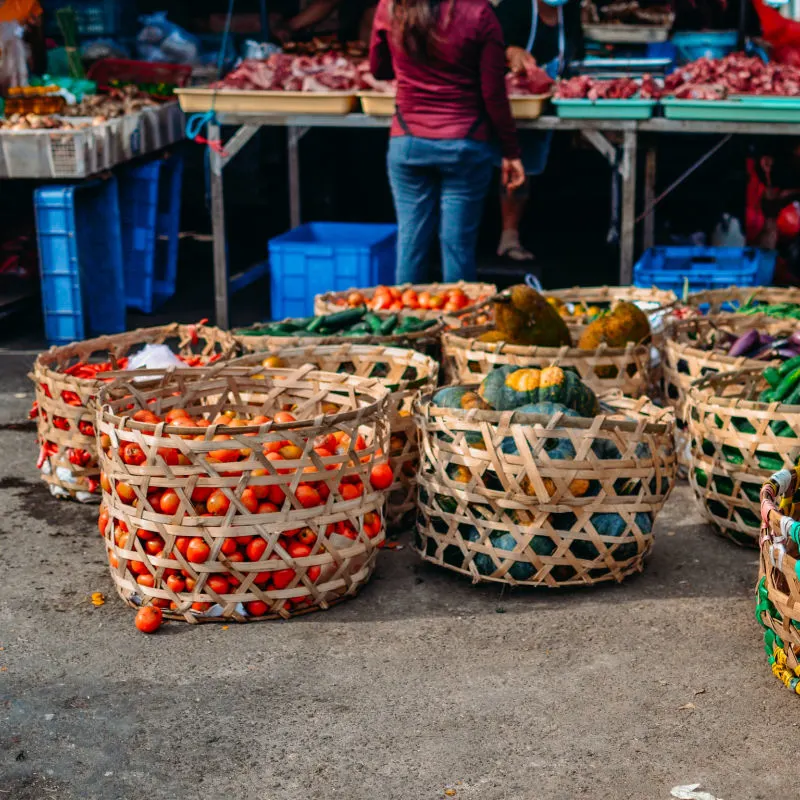 Baskets-Of-Locally-farmed-Vegetables-At-Bali-Food-Market