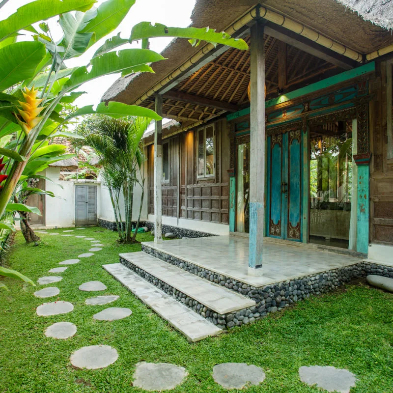 Entrance To Bali Ubud Guesthouse With Tropical Garden.