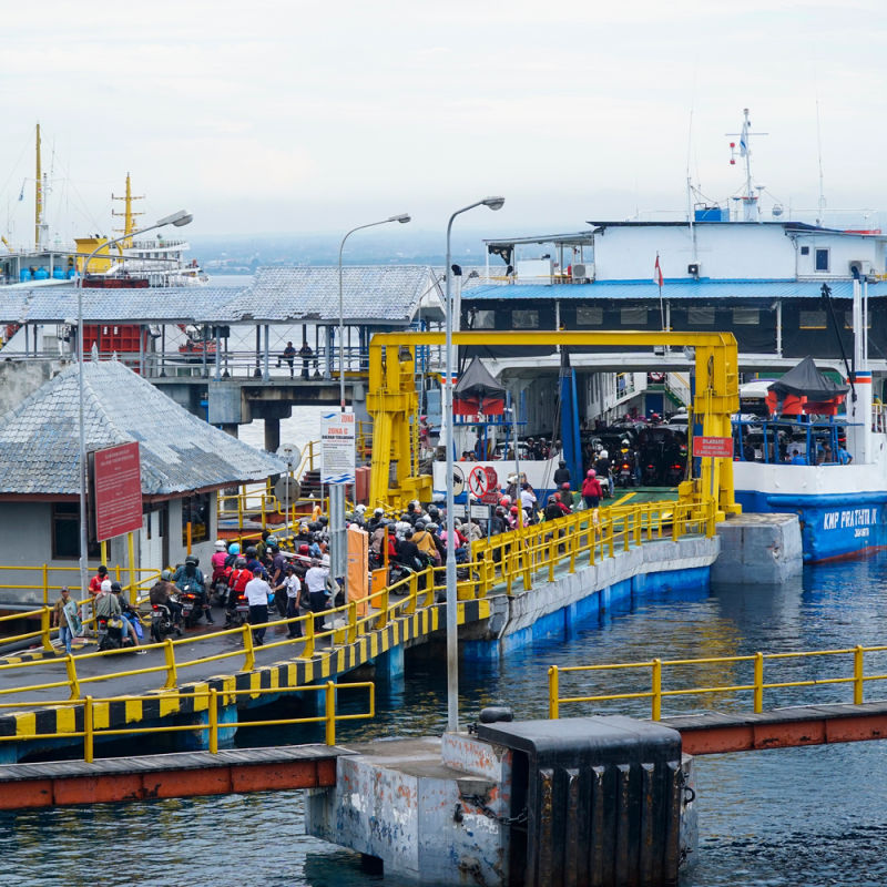 Ferry Docks At Gilimanuk Harbour In Bali