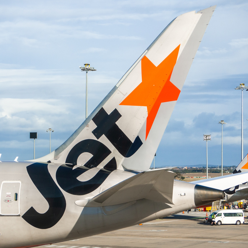 JetStar-Plane-On-Airport-Tarmac-Close-Up-Of-End-Of-Aircraft