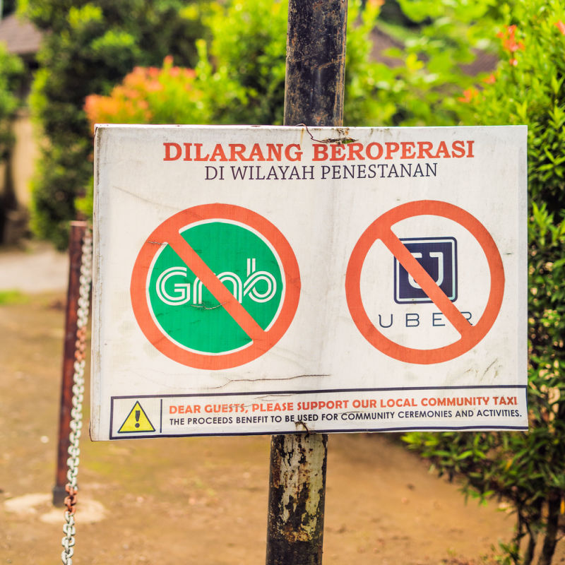 No Grab, No GoJek, No Uber Sign At Taxi Station In Bali

