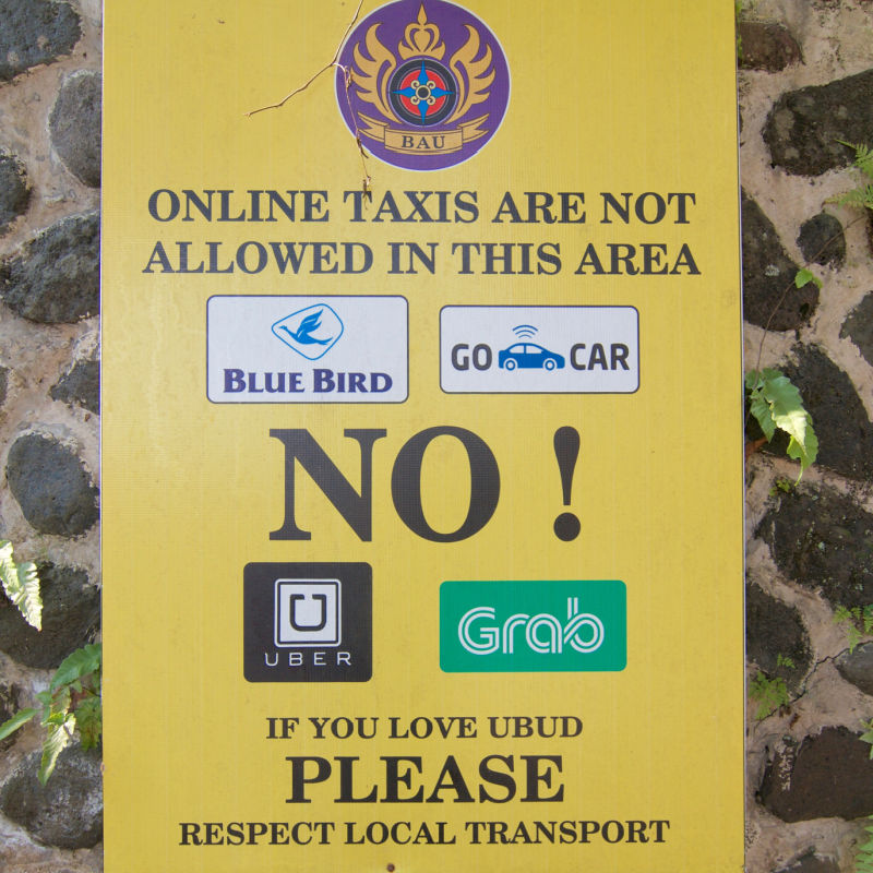 No Online Taxi Sign At Taxi Station In Bali
