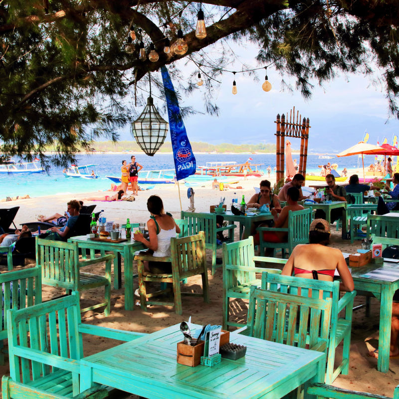 Restaurant For Tourists On Gili T Close To Bali