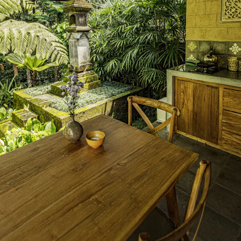Table and Chair In A Bali Guesthouse Rental Home In Ubud