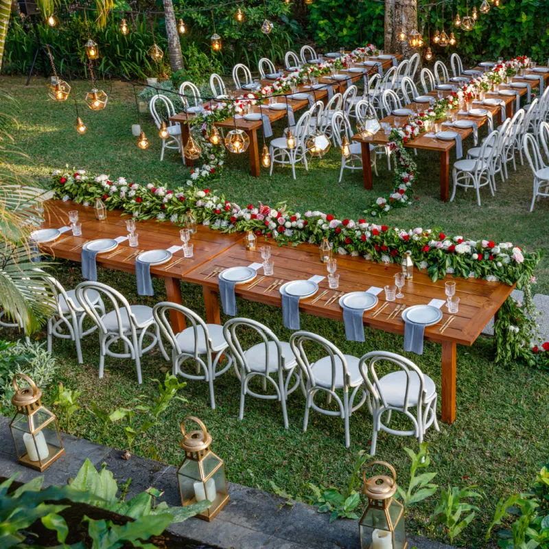 Wedding Reception Table Laid Out For Guests In Bali