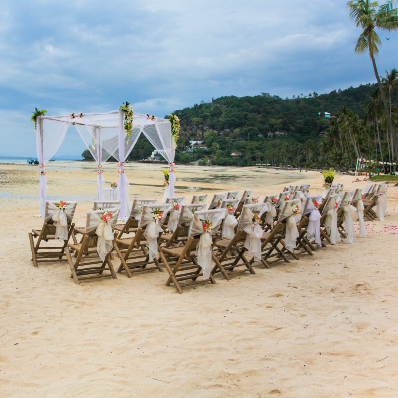 Wedding Seating Set Up On Beach In Bali