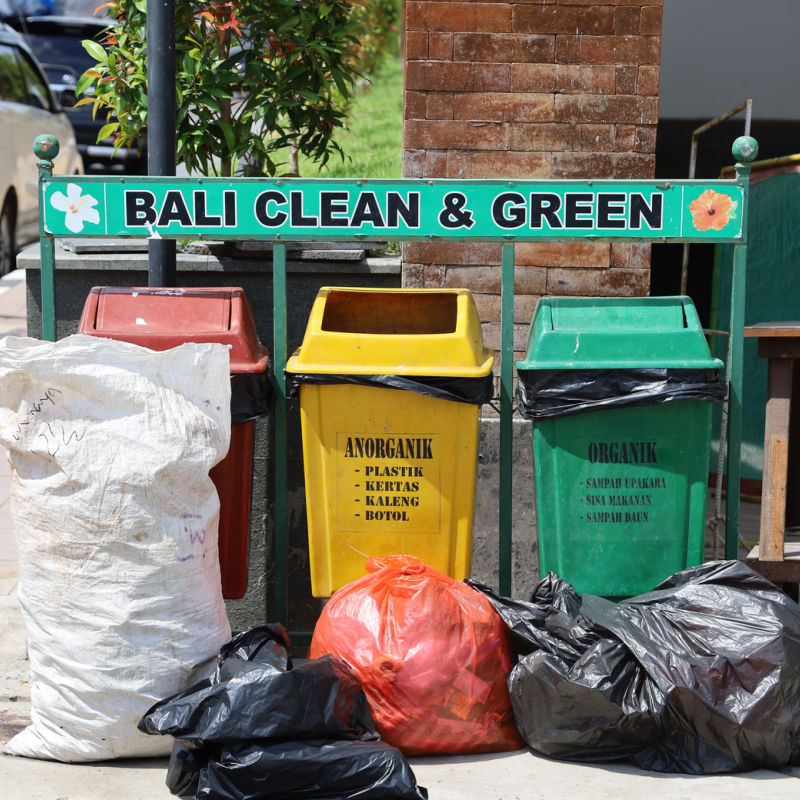 Bali Clean And Green Waste Management Bins On Street