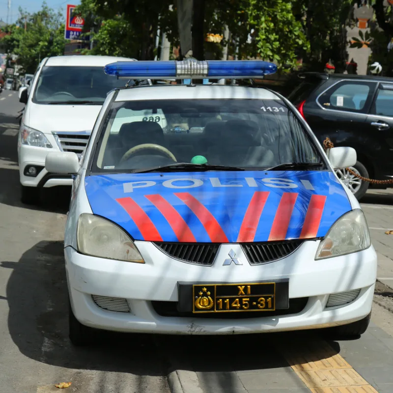 Front Of Bali Police Car 