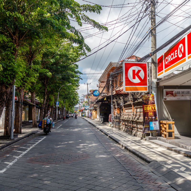 Jalan Raya Legian Road Next To Circle K Mini Supermarket in Bali
