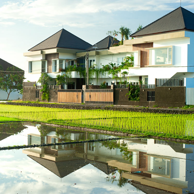 Newly Built Luxury Villa House Homes Next To Rice Field In Canggu Bali