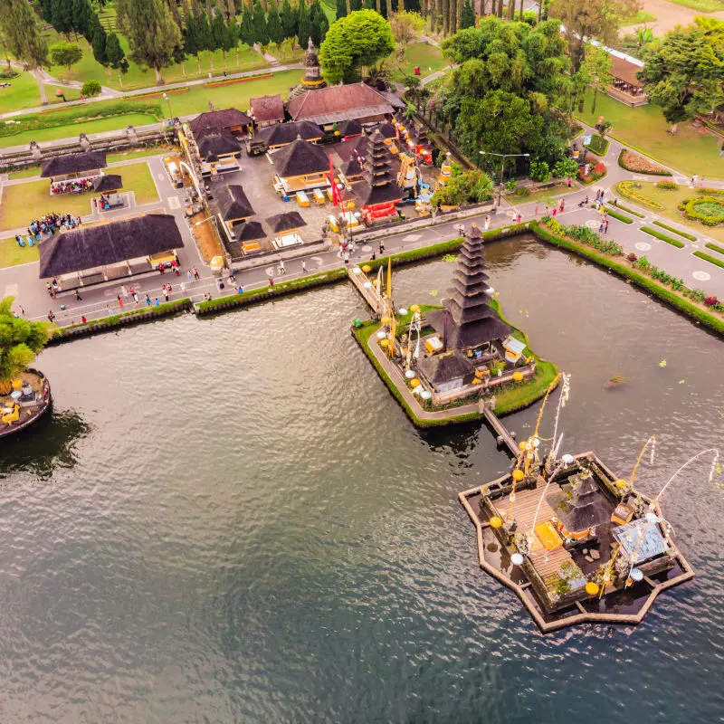 Ariel View Of Pura Ulun Danu Beratan Temple in Bali