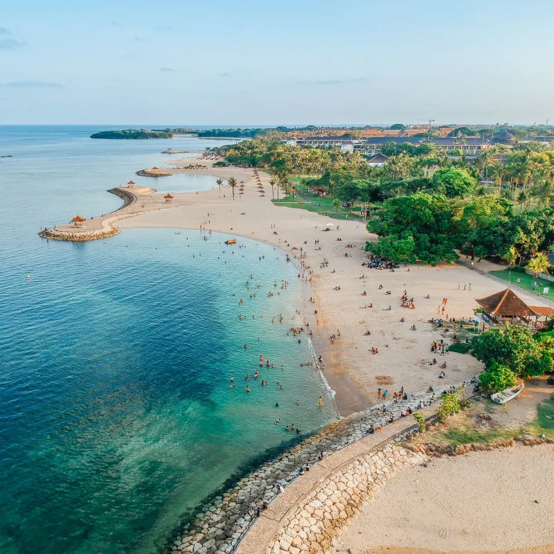 Ariel View Of Sanur Beach And Hotels.