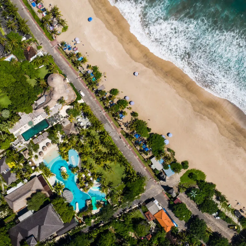 Ariel View of Bali Beach Area In South Kuta