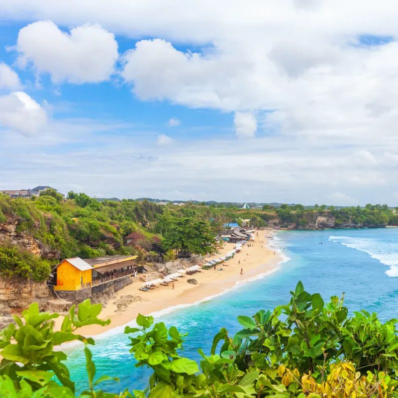 Balangan Beach In South Bali With Warungs Beach Shacks And Bars And Cafes