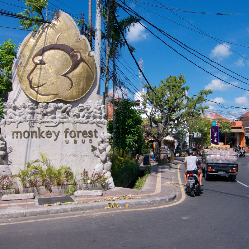 Entrance To Jalan Monkey Forest Street In Ubud Bali