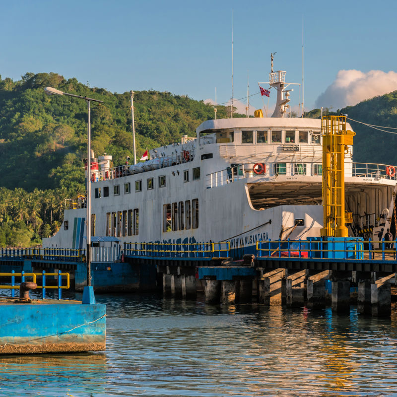 Ferry For Bali-Lombok Docks In Bali.