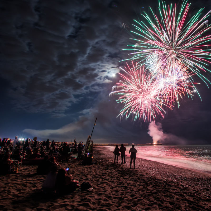 Fireworks Explode Over Beach Party Celebration In Bali