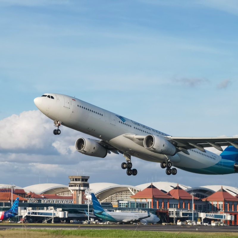 Garuda-Airlines-Plane-Takes-Off-From-Balli-Airport