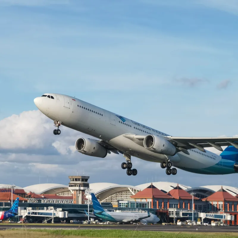 Garuda-Airlines-Plane-Takes-Off-From-Balli-Airport